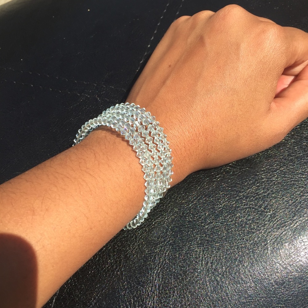 Sparkly beaded blue wrap bracelet